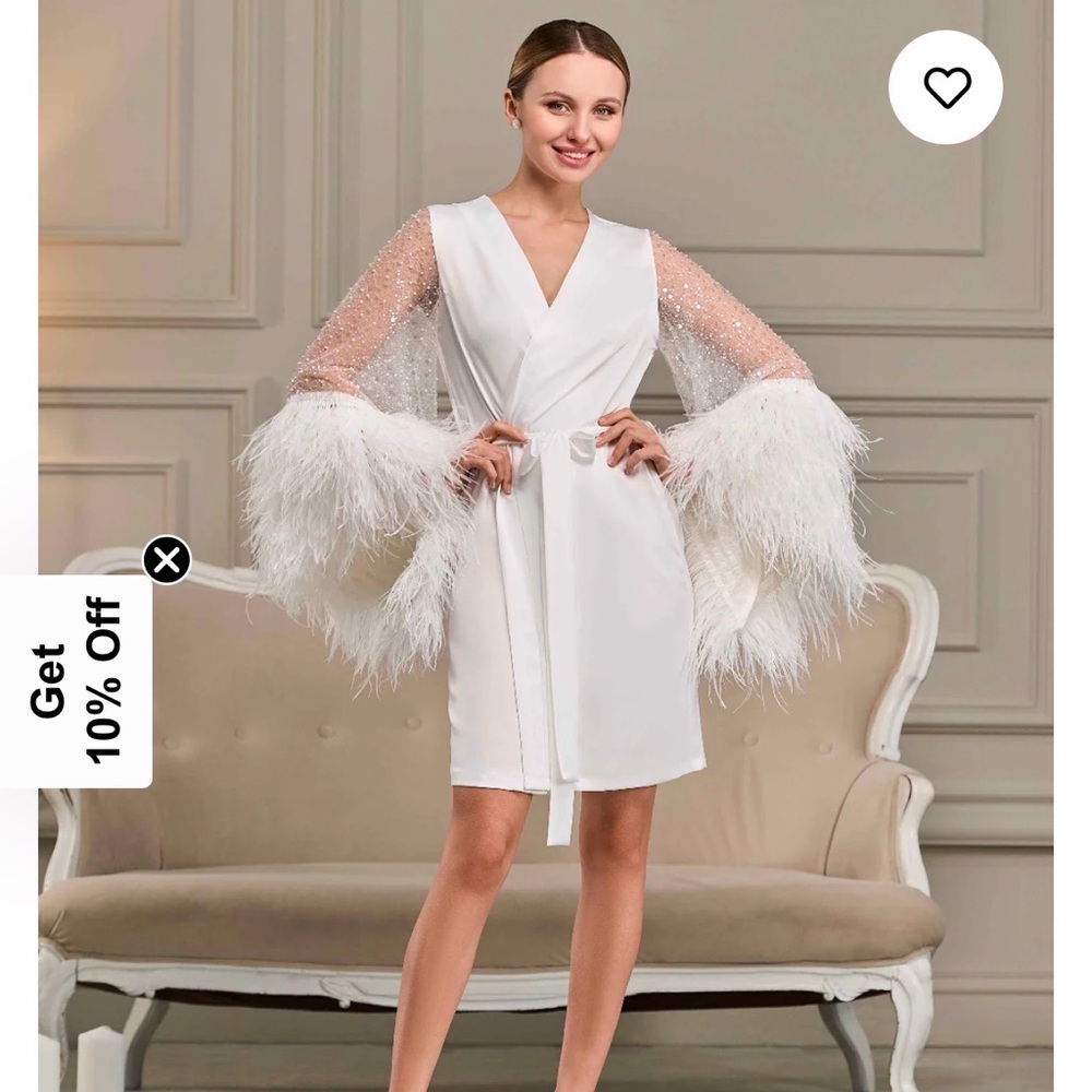 Bella Donna Custom Feathered Sequin Bridal Robe